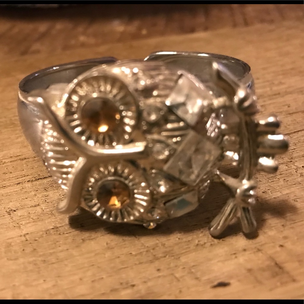 Owl watch with hinged band, excellent condition